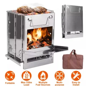 Portable Folding Stainless Steel Wood Camping Stove